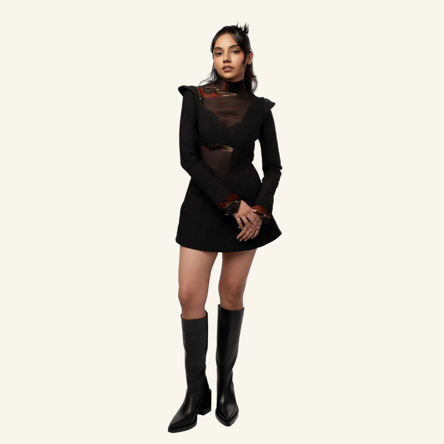 Organza Printed Ripple Dress